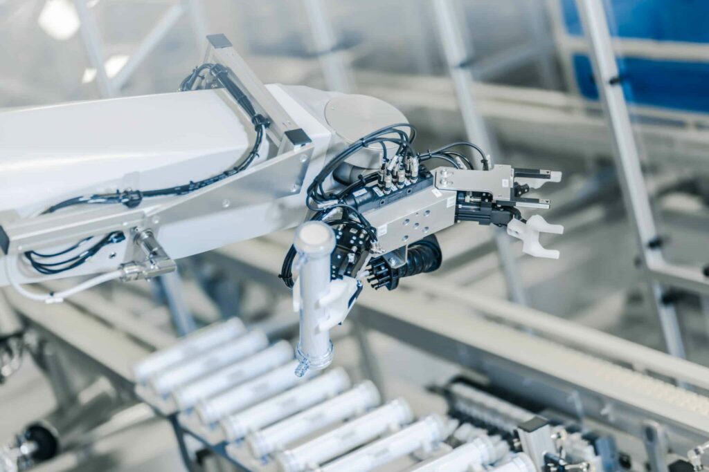 robot gripper is working by filter production