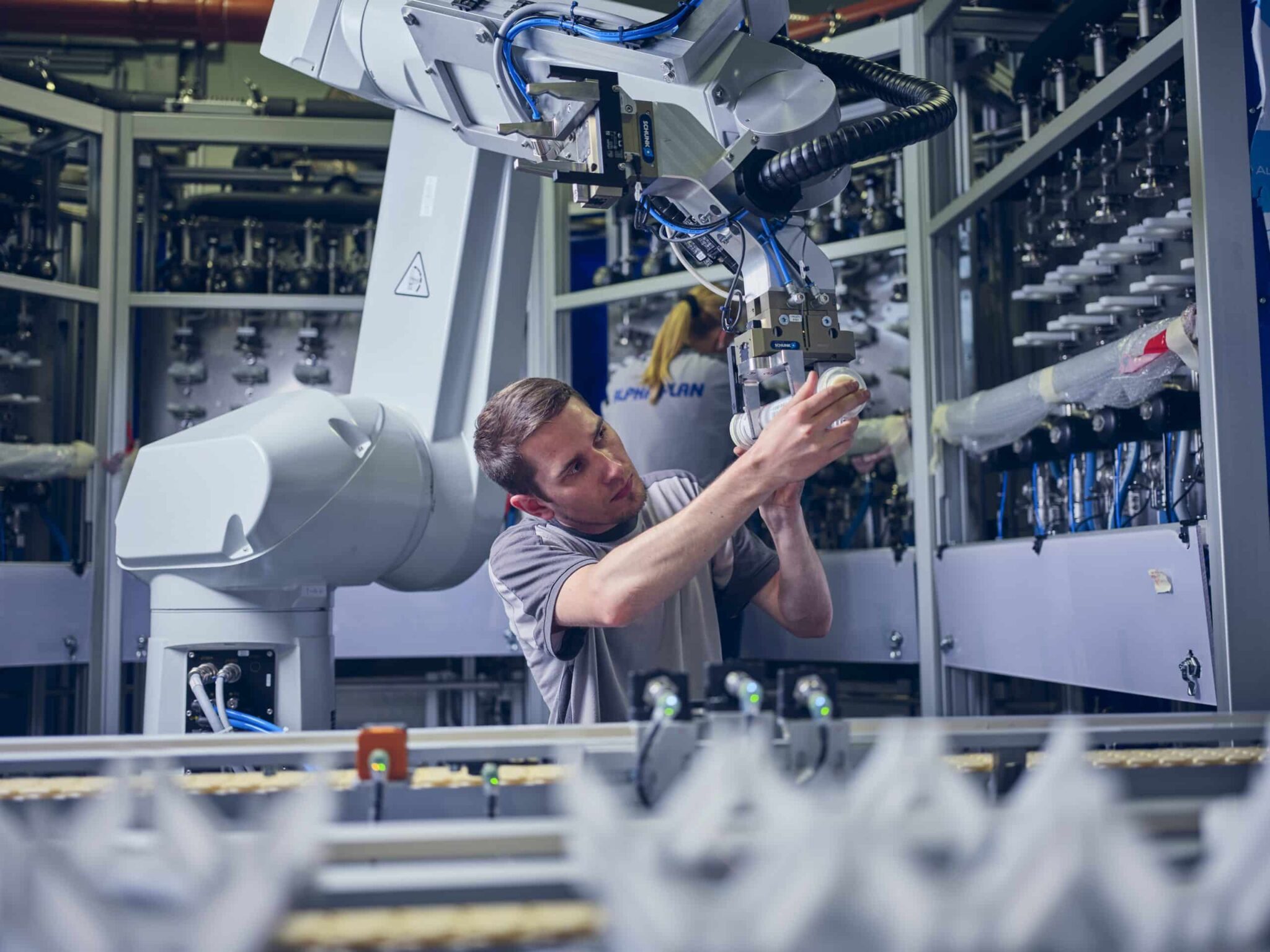 hollow fiber filter assembly line integrited with robot